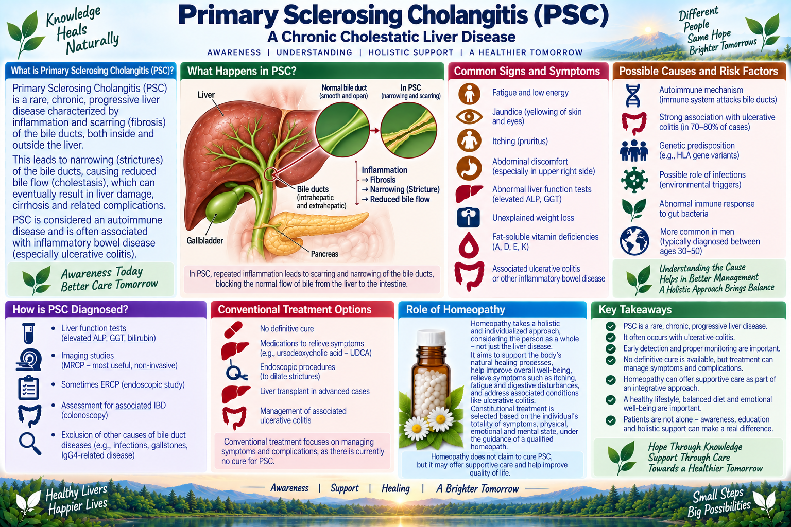 Homeopathic medicine for primary biliary cholangitis and primary sclerosing cholangitis showing bile duct care, liver detoxification, and natural immunological wellness