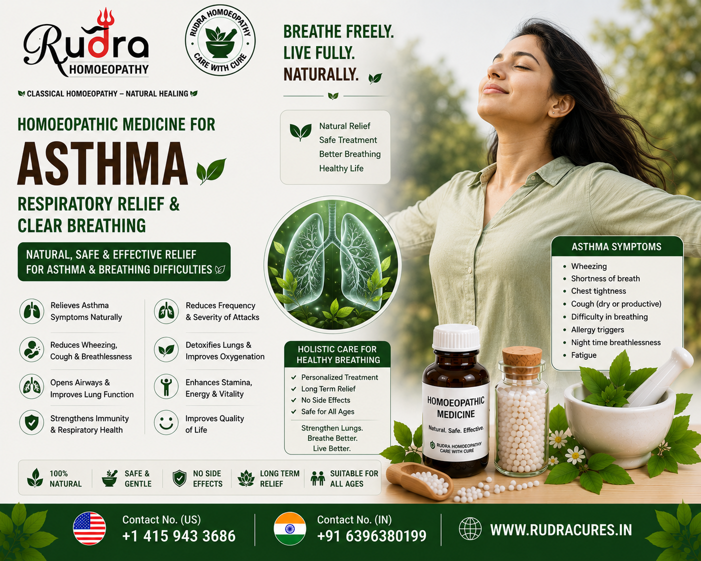 Homeopathic remedies for allergic asthma, bronchial spasms, wheezing chest, night coughing, and lung vitality