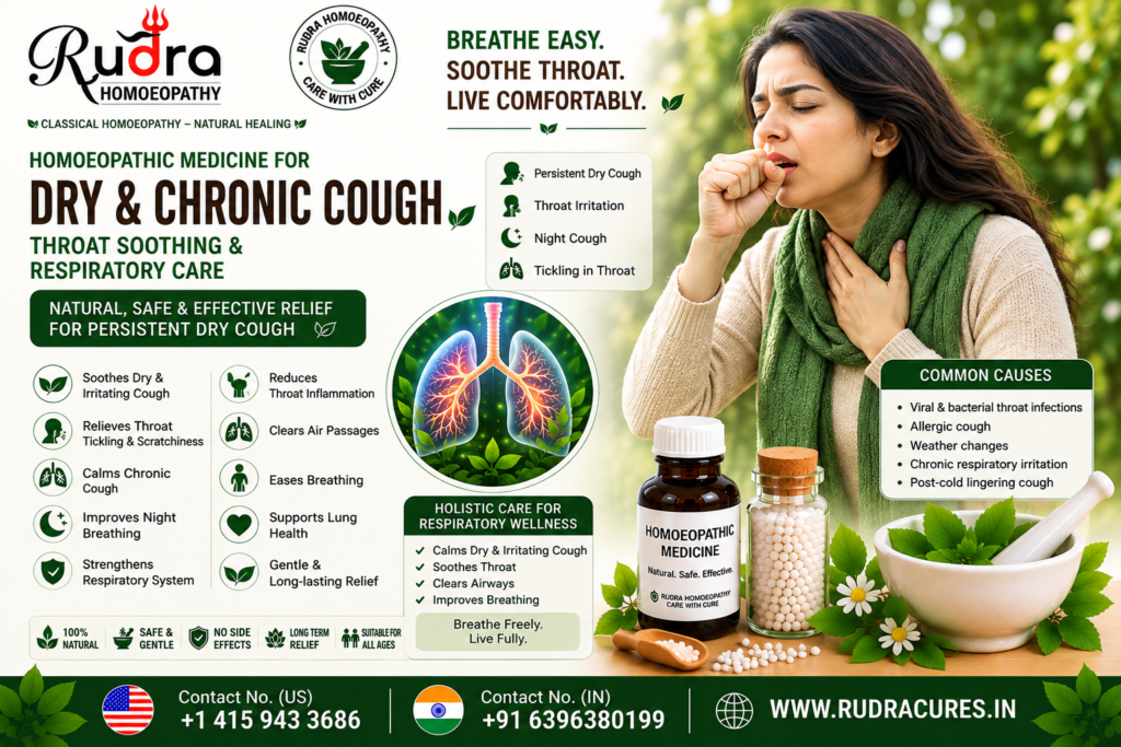 Homeopathic remedies for dry hacking cough, chronic cough, throat tickling, night coughing fits, and lung health