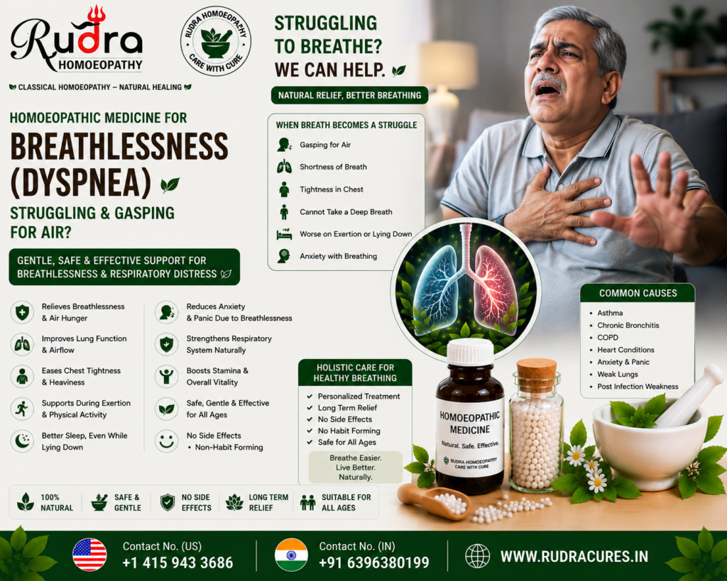 Homeopathic remedies for shortness of breath, exertional dyspnea, cardiac asthma, lung oxygenation, and chest tightness