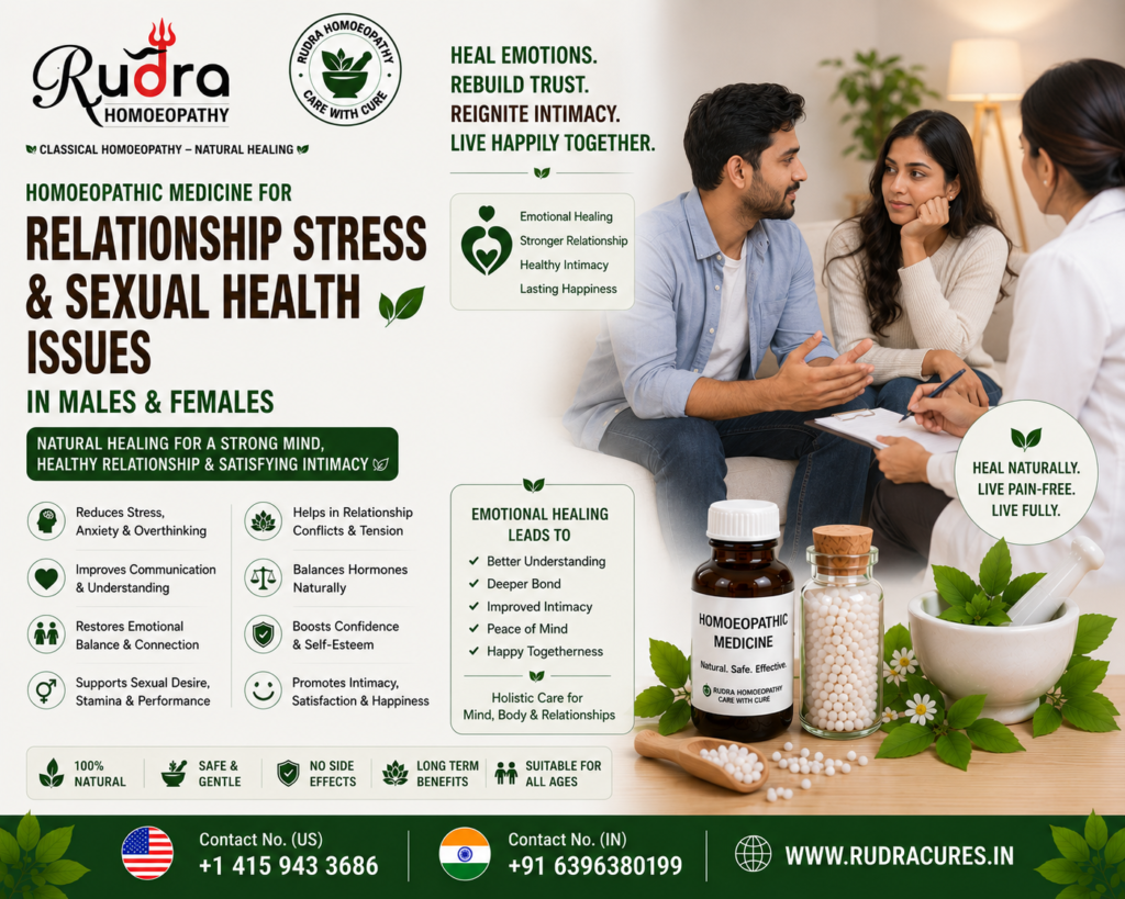 Homeopathic remedies for marital conflict, psychogenic intimacy failure, female loss of desire, emotional grief, and stress relief