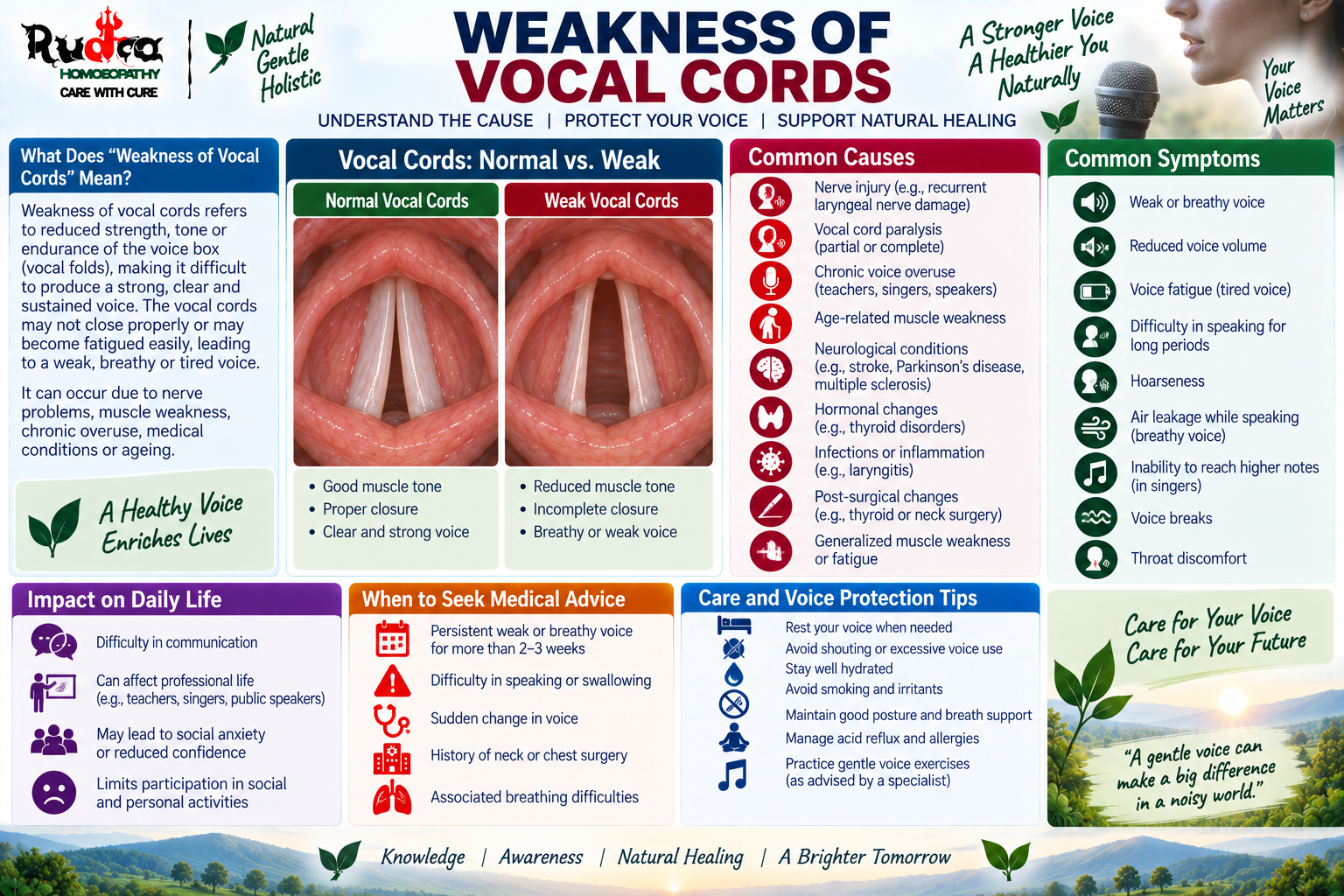 Homeopathic medicine for weakness of vocal cords showing vocal fold paralysis care, hoarseness support, and natural laryngeal wellness