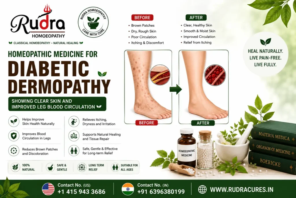 Homeopathic remedies for diabetic shin spots, skin hyperpigmentation, microvascular damage, and blood sugar control
