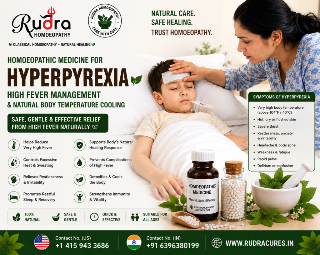 Homeopathic remedies for high fever, heatstroke, cerebral congestion, delirium, and febrile seizure prevention
