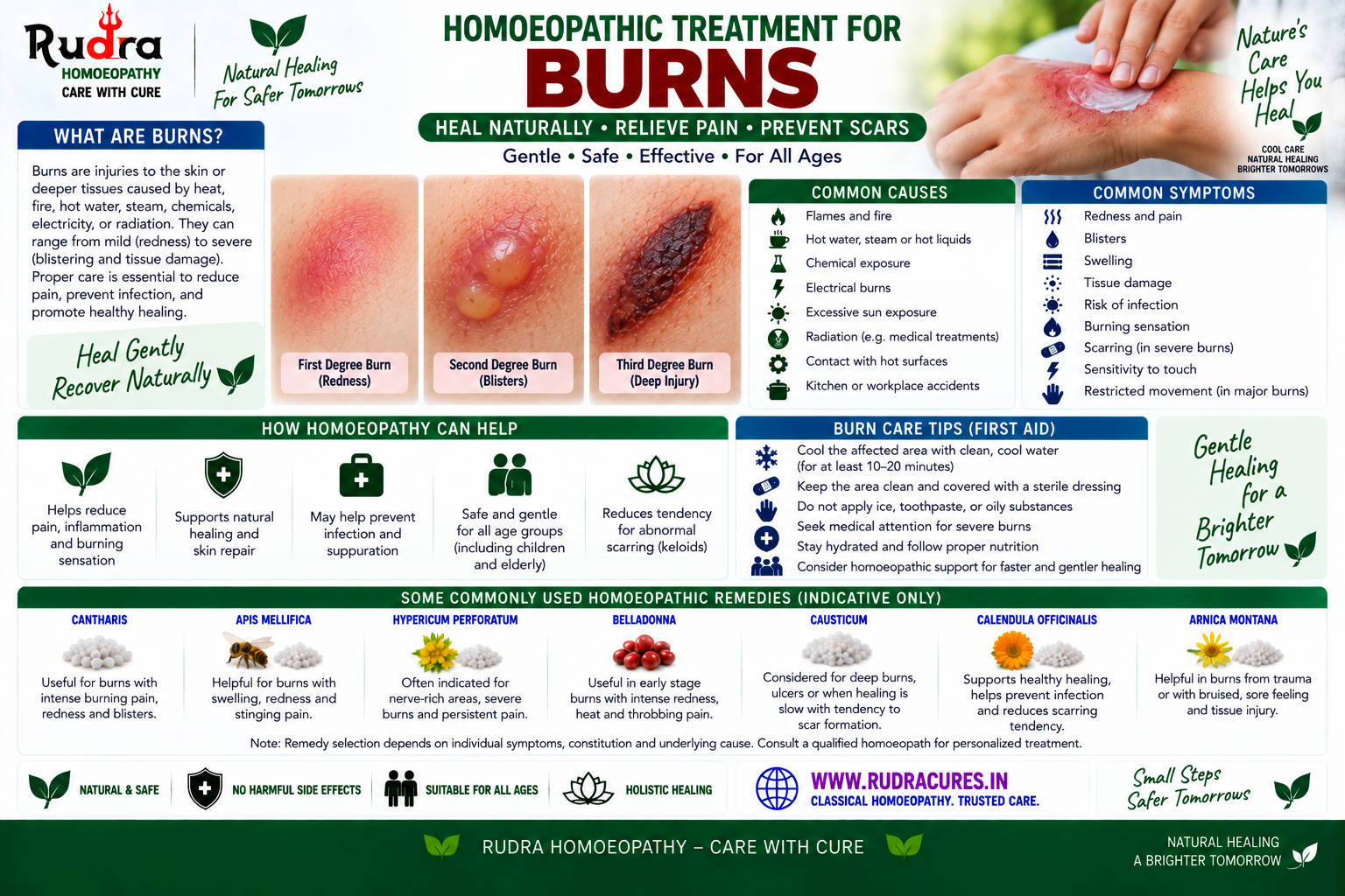 Homeopathic remedies for thermal scalds, second degree blister burns, cantharis vesicatoria, causticum, and urtica urens