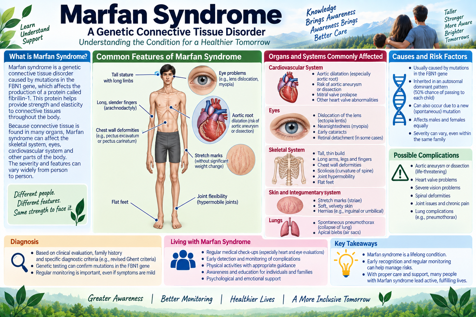 Homeopathic medicine for Marfan syndrome showing connective tissue care, aortic root support, and natural structural wellness